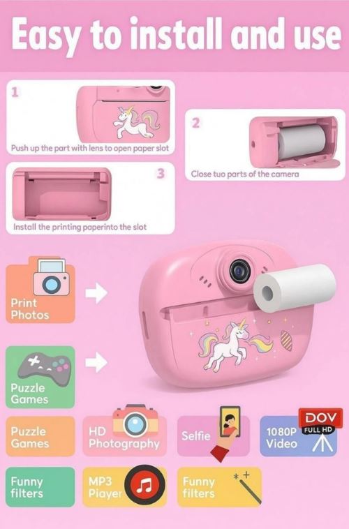 Kids Instant Print Camera with Built-in Printer USB Charging - Any 1