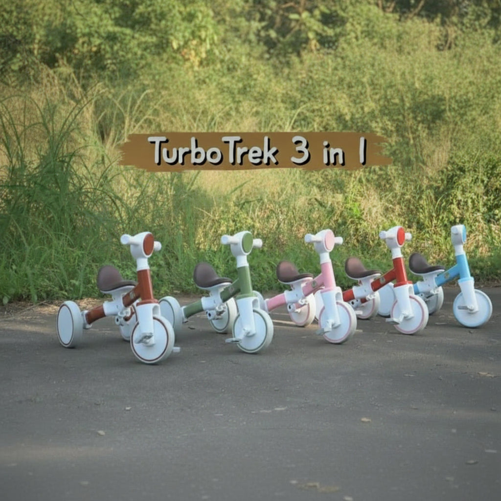Turbo Trek 3 IN 1 Kids Pedal Tricycle With LED Light & Music