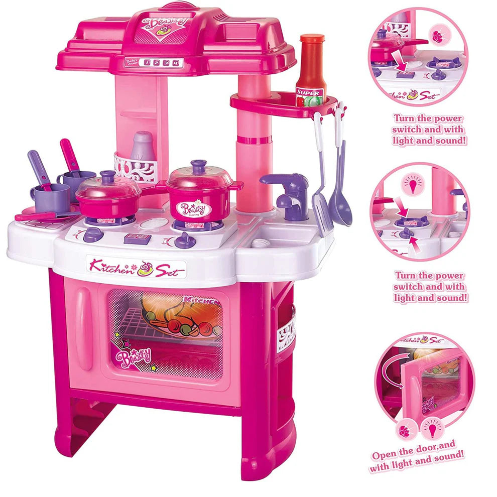 Kitchen Play Set for Children | Interactive Lights & Sounds | Big Size 24 Inch