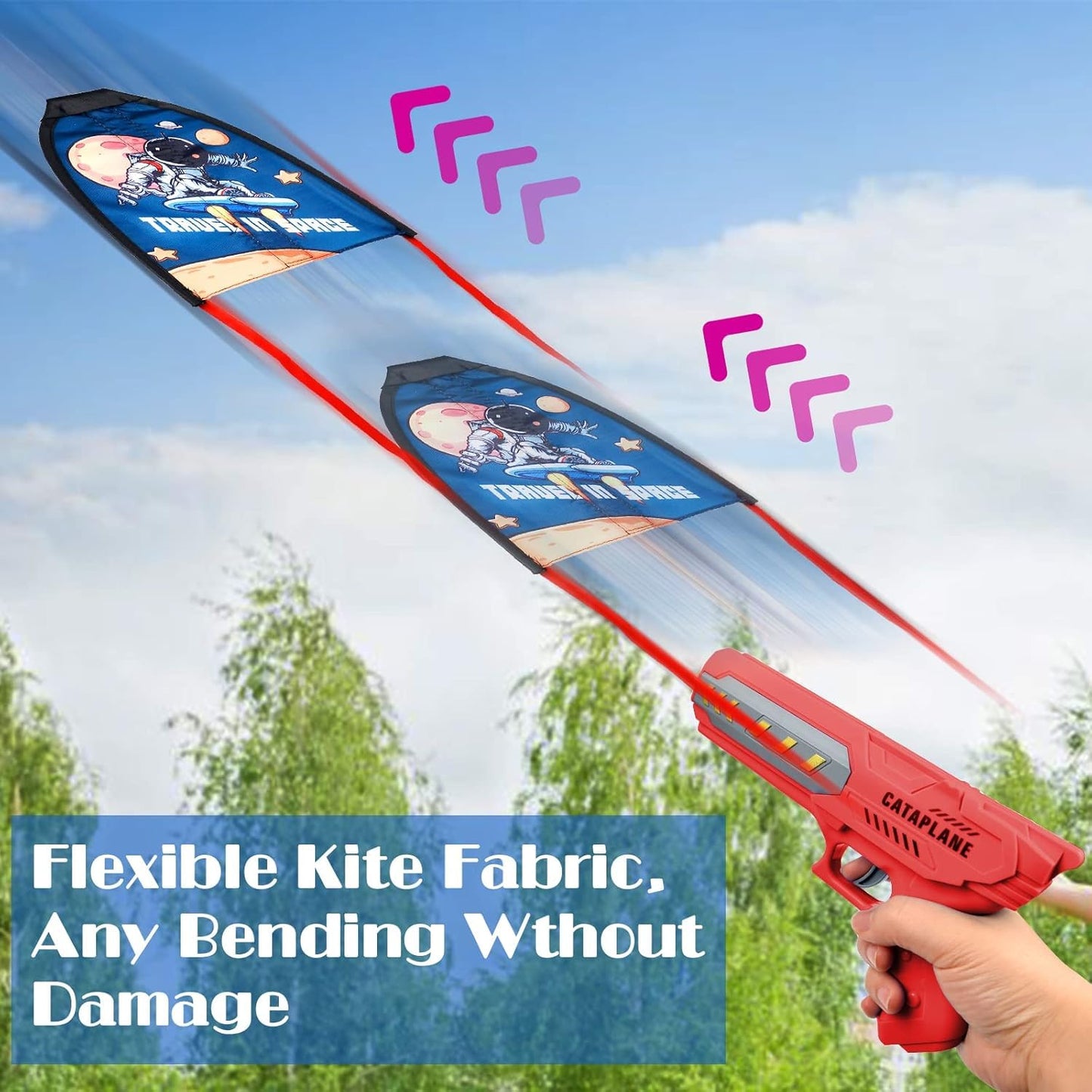 Gliding Kite Launcher Gun Toys, Kites for Children Kids with Catapult Gun, Funny Beach Kite Toy-Any 1