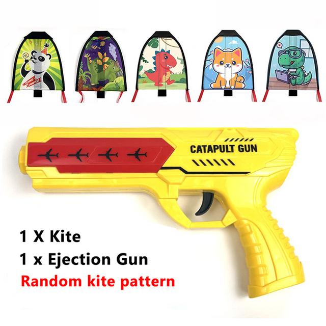 Gliding Kite Launcher Gun Toys, Kites for Children Kids with Catapult Gun, Funny Beach Kite Toy-Any 1