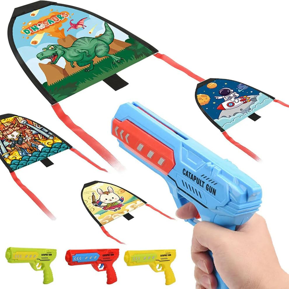 Gliding Kite Launcher Gun Toys, Kites for Children Kids with Catapult Gun, Funny Beach Kite Toy-Any 1
