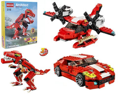 LEGO Architect 3116 3 Model Dinosaur, Aircraft and car Creator Building Blocks for Kids, Interconnecting Construction Set Toy
