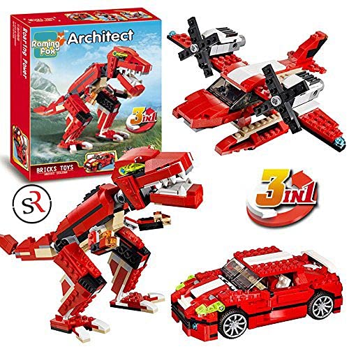 LEGO Architect 3116 3 Model Dinosaur, Aircraft and car Creator Building Blocks for Kids, Interconnecting Construction Set Toy