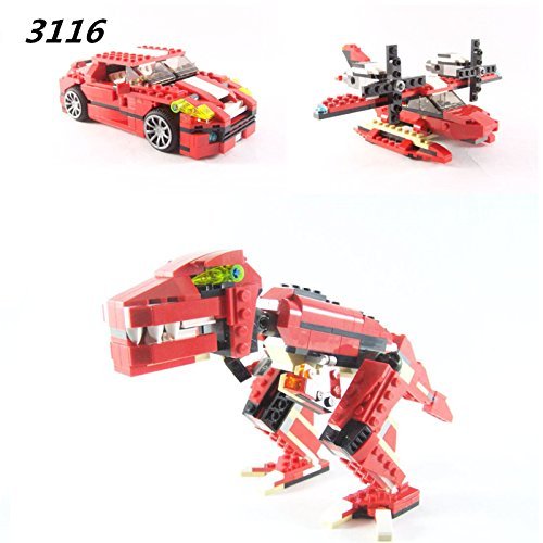LEGO Architect 3116 3 Model Dinosaur, Aircraft and car Creator Building Blocks for Kids, Interconnecting Construction Set Toy