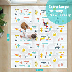 Large Double Sided Water Proof Baby Play Mat, Reversible Play mats for Kids - Extra Large (Size, 6'5" x 6' Ft, Thickness 0.6CM)