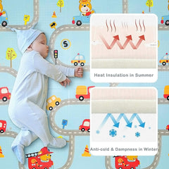 Large Double Sided Water Proof Baby Play Mat, Reversible Play mats for Kids - Extra Large (Size, 6'5" x 6' Ft, Thickness 0.6CM)