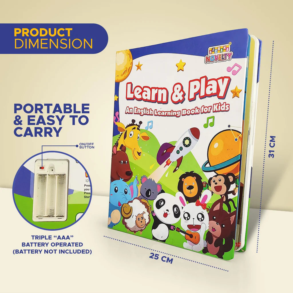 Learn & Play Interactive Musical English Educational Learning Book for 2 Year+ (Multicolor)