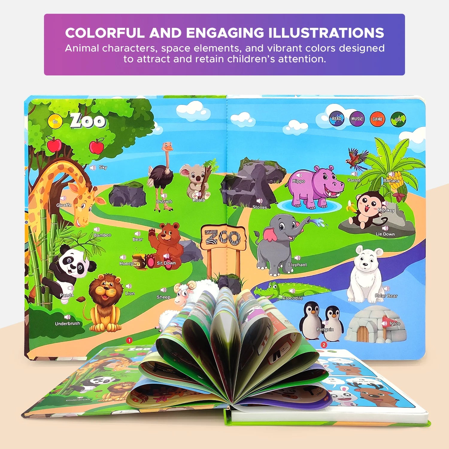 Learn & Play Interactive Musical English Educational Learning Book for 2 Year+ (Multicolor)