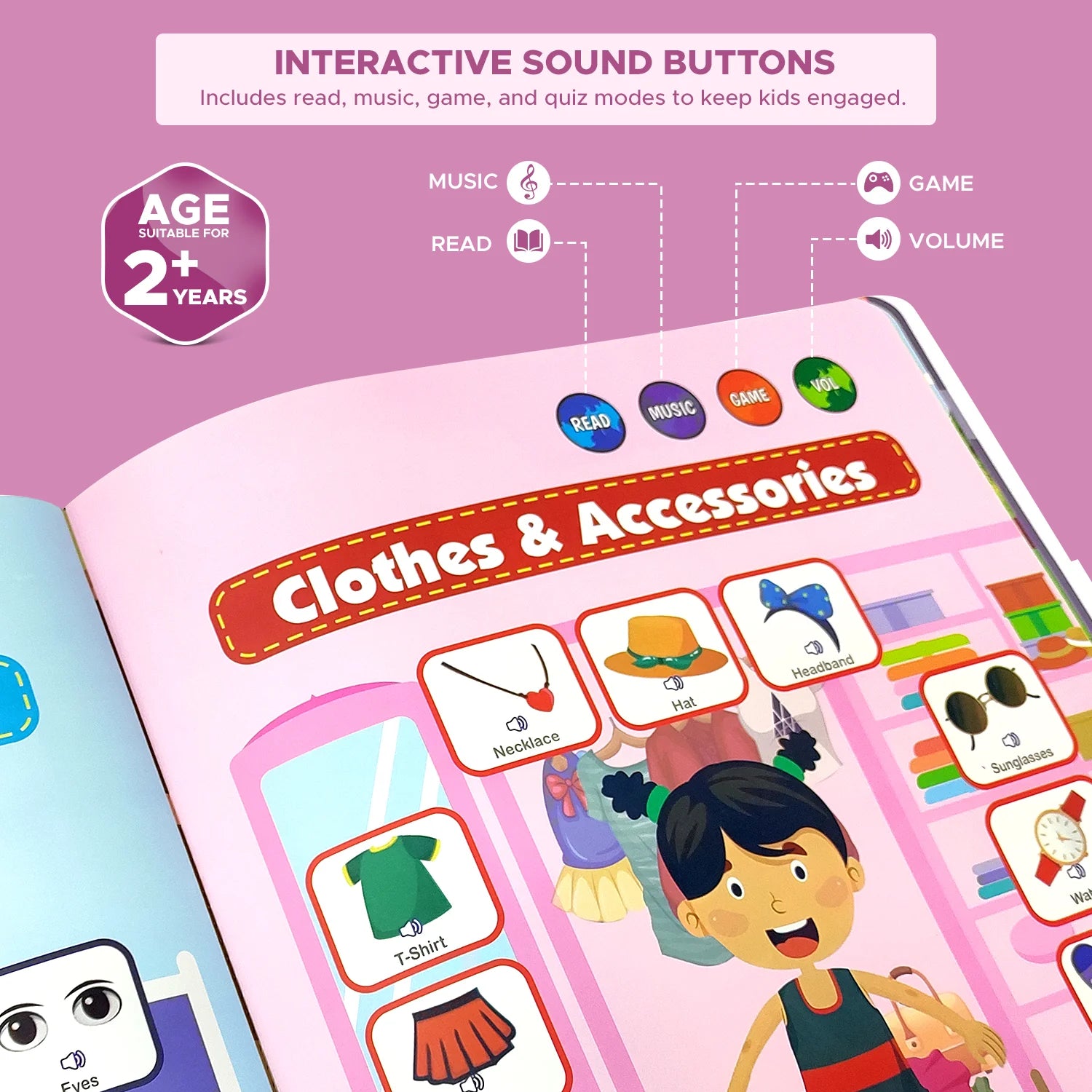 Learn & Play Interactive Musical English Educational Learning Book for 2 Year+ (Multicolor)