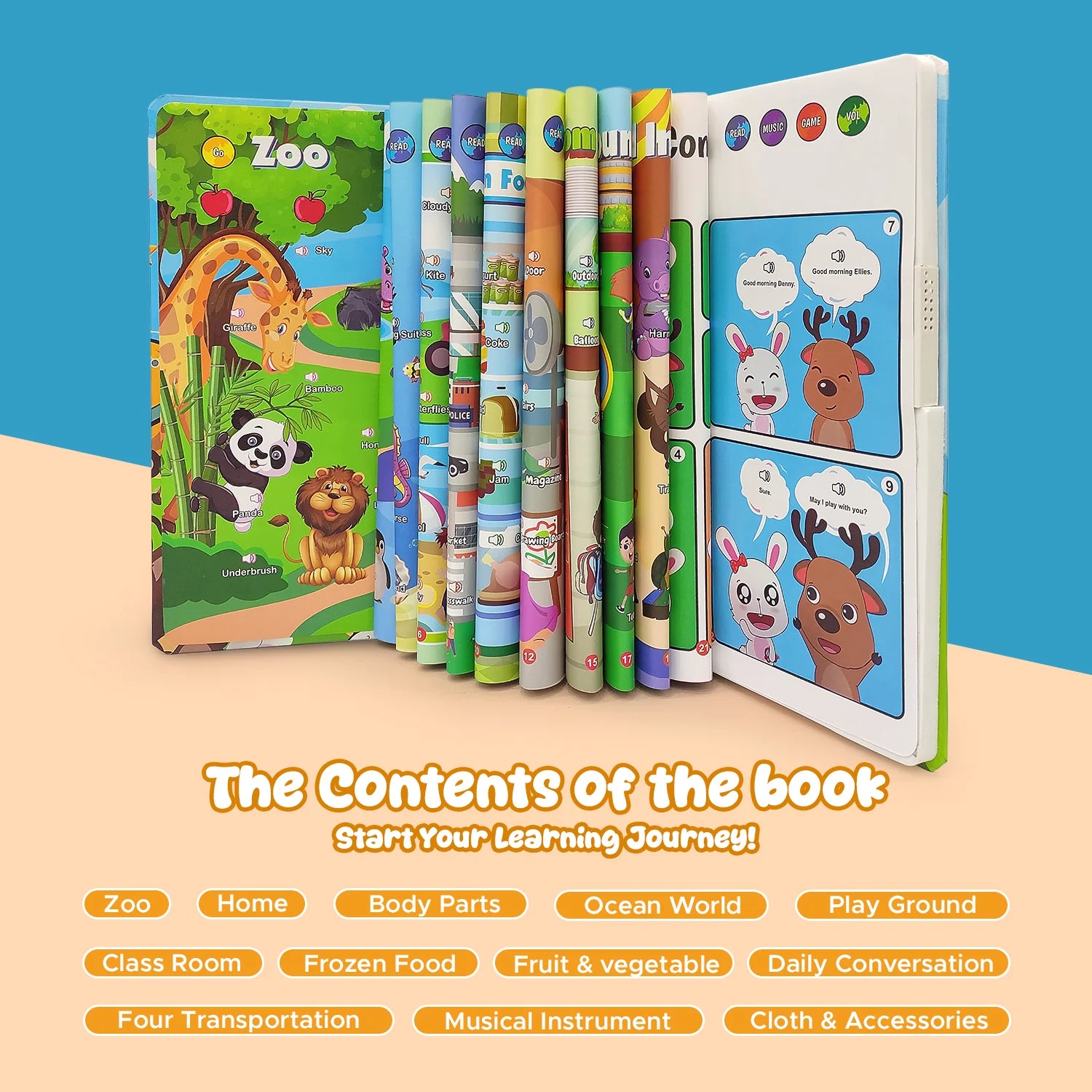 Learn & Play Interactive Musical English Educational Learning Book for 2 Year+ (Multicolor)
