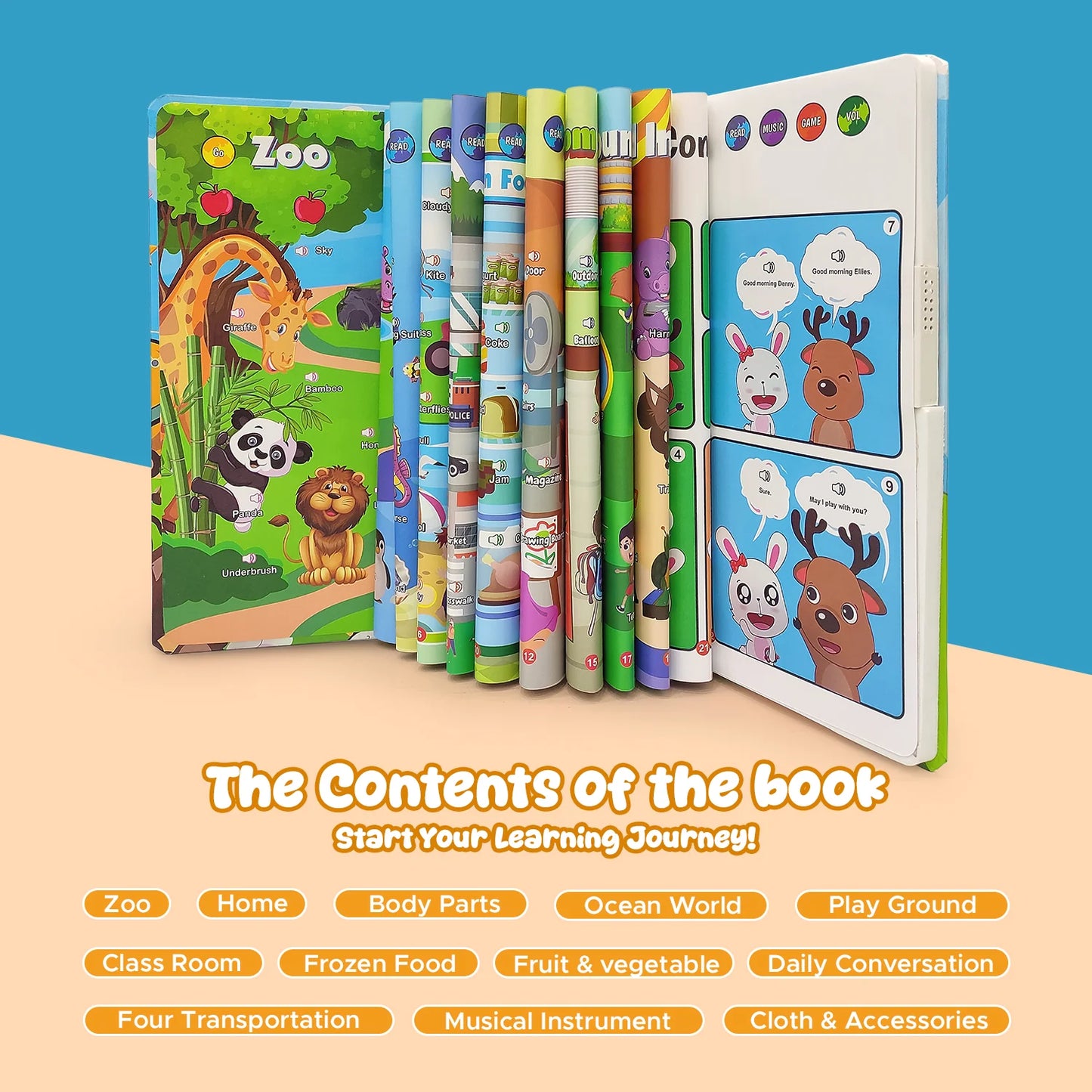 Learn & Play Interactive Musical English Educational Learning Book for 2 Year+ (Multicolor)