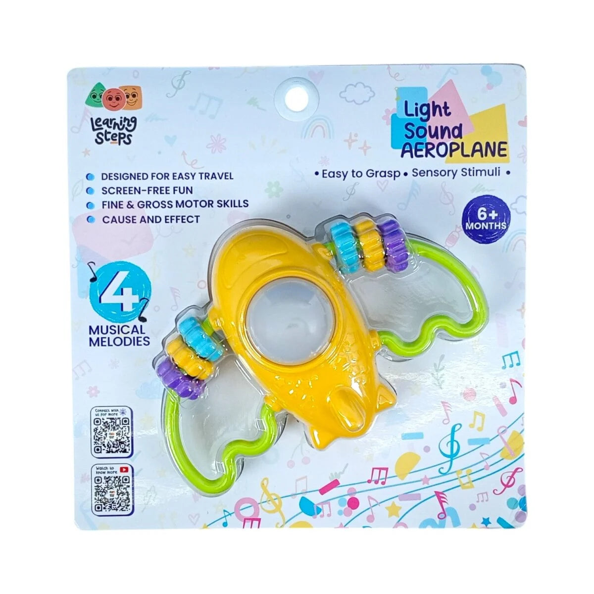 Learning Steps Light Sound Aeroplane – Fun Musical Toy for Babies 6+ Months with Easy Grip Handle and Motor Skill Development