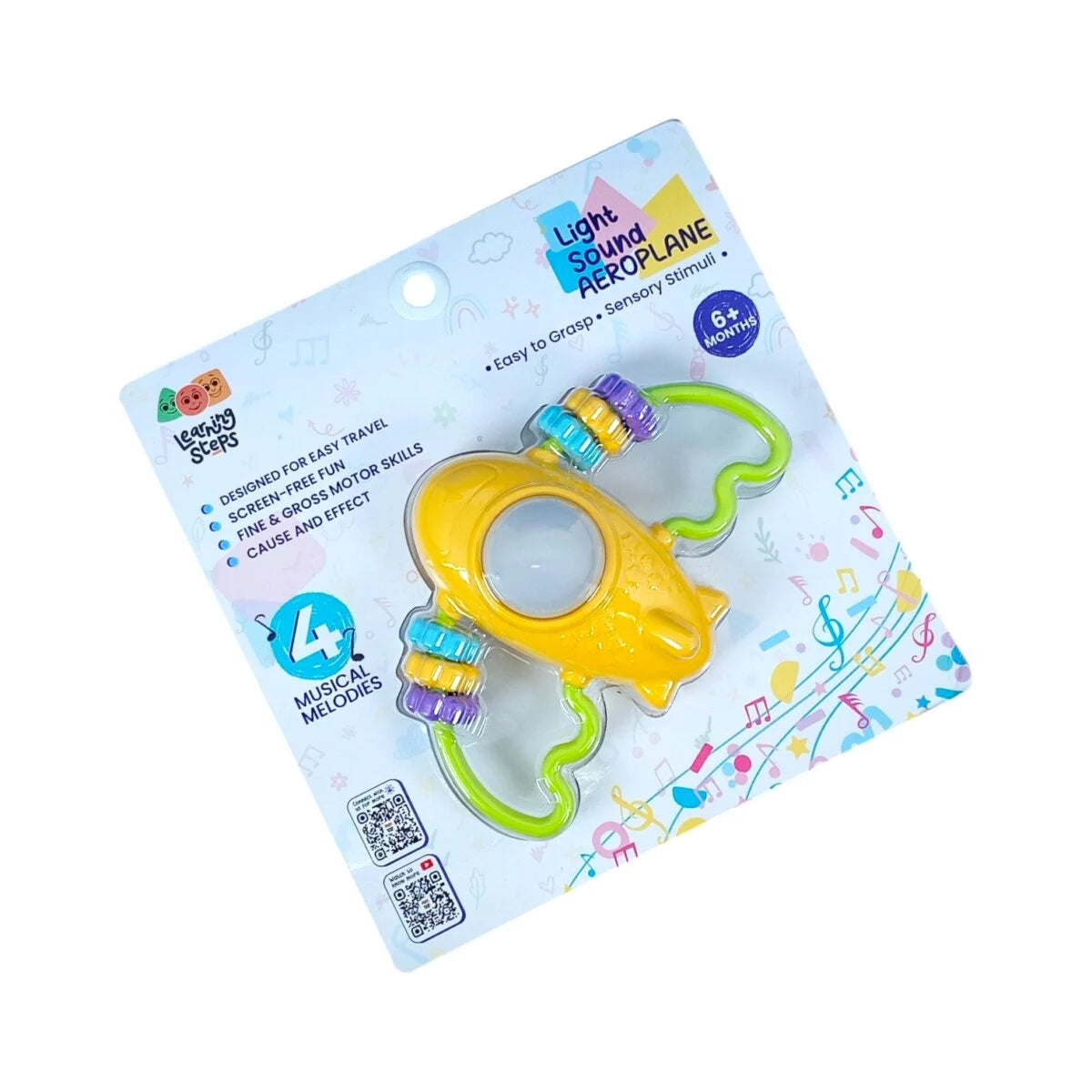 Learning Steps Light Sound Aeroplane – Fun Musical Toy for Babies 6+ Months with Easy Grip Handle and Motor Skill Development