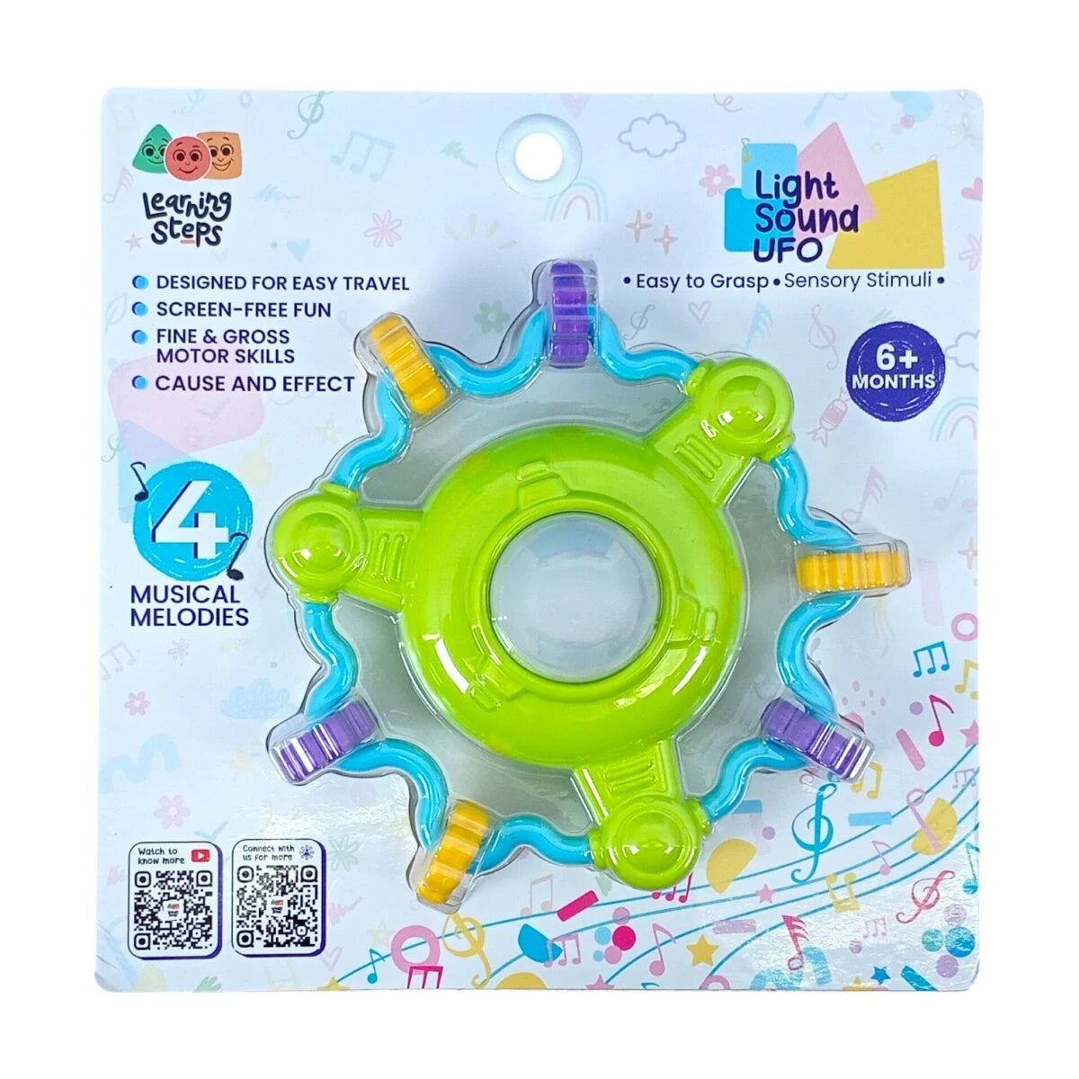 Learning Steps Light Sound UFO, 4 Musical Melodies | Amazing Light And Sound Toy with Easy Grip Handle for Fine And Gross Motor Skills for Kids 6+ Months