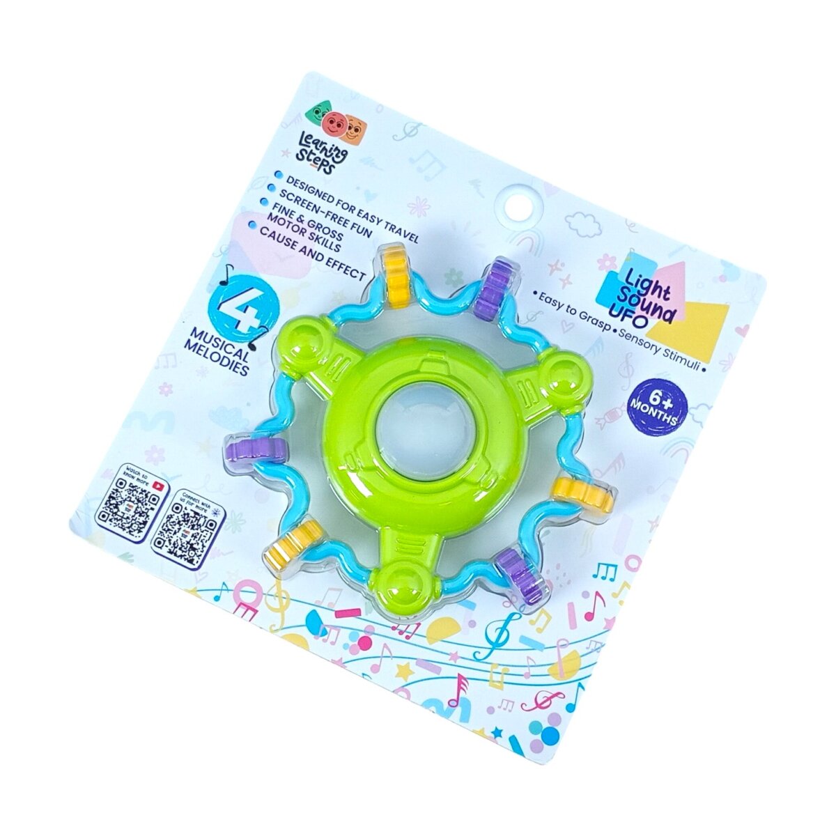 Learning Steps Light Sound UFO, 4 Musical Melodies | Amazing Light And Sound Toy with Easy Grip Handle for Fine And Gross Motor Skills for Kids 6+ Months