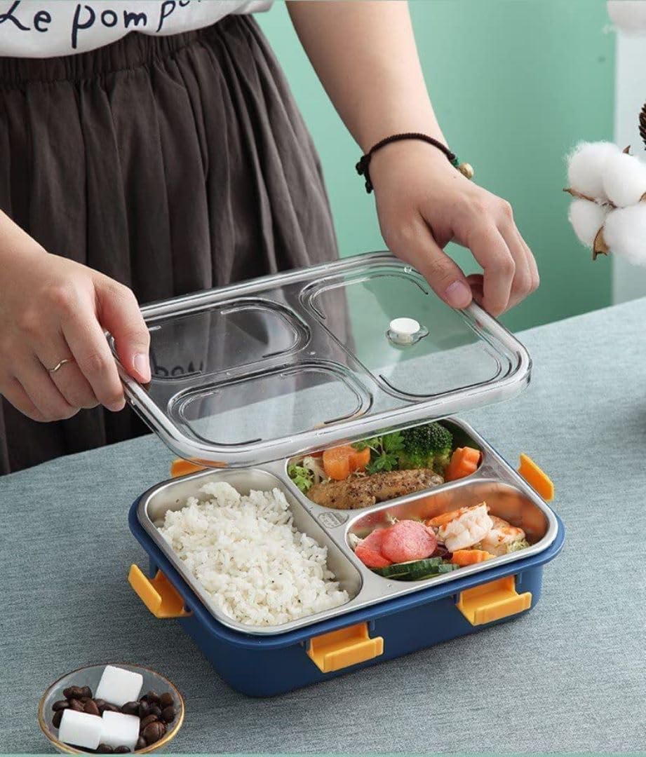 Little Osaka Stainless Steel Lunch Box 750ml – Premium Leakproof Bento Lunch Container with 3 Compartments & Air Valve