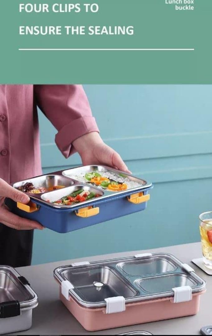 Little Osaka Stainless Steel Lunch Box 750ml – Premium Leakproof Bento Lunch Container with 3 Compartments & Air Valve