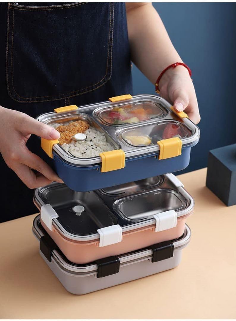 Little Osaka Stainless Steel Lunch Box 750ml – Premium Leakproof Bento Lunch Container with 3 Compartments & Air Valve