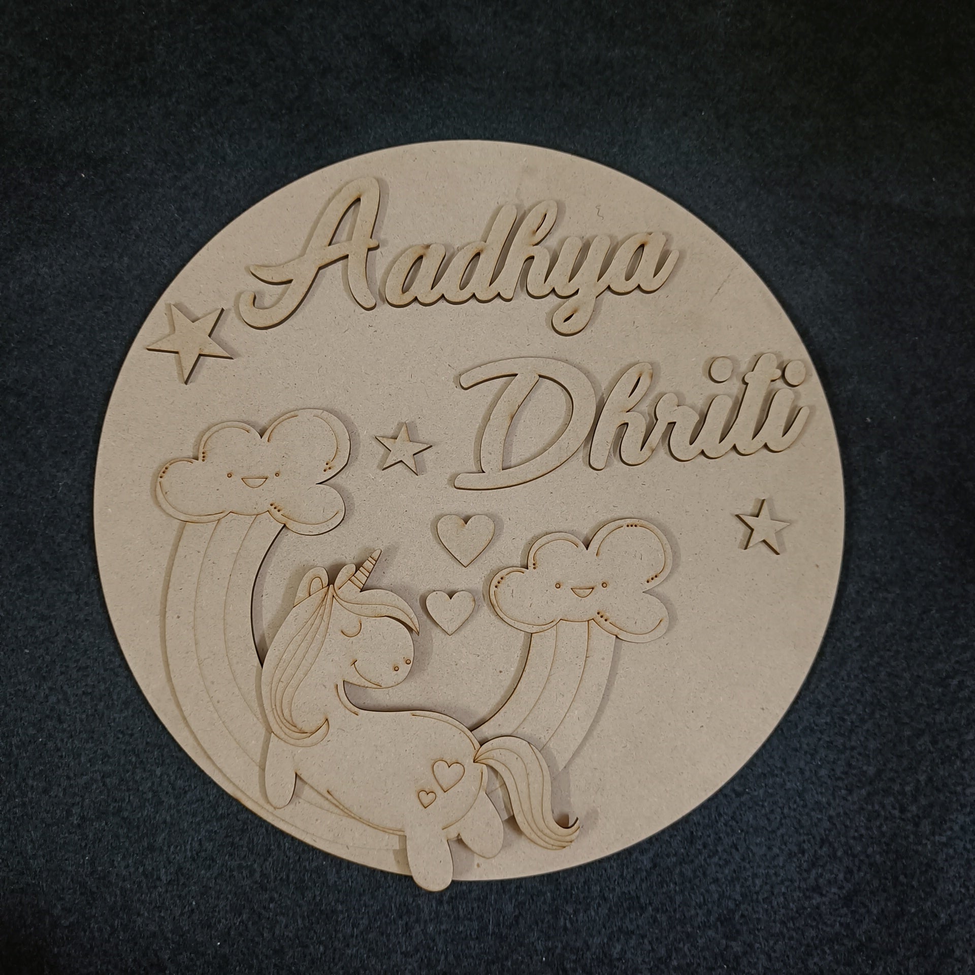 MDF Name Board Stencil Unicorn - Plain Base Without Colors - 8 inch