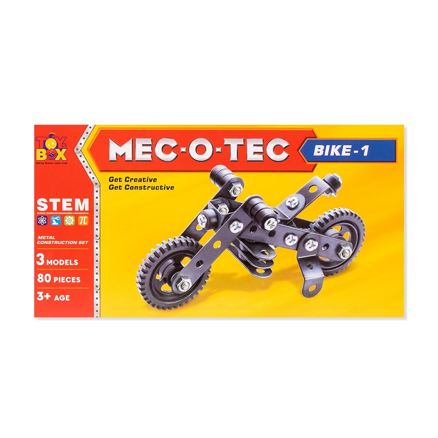MEC-O-Tec Bike 1 Metal Construction Toy 3 Models 80 Pieces