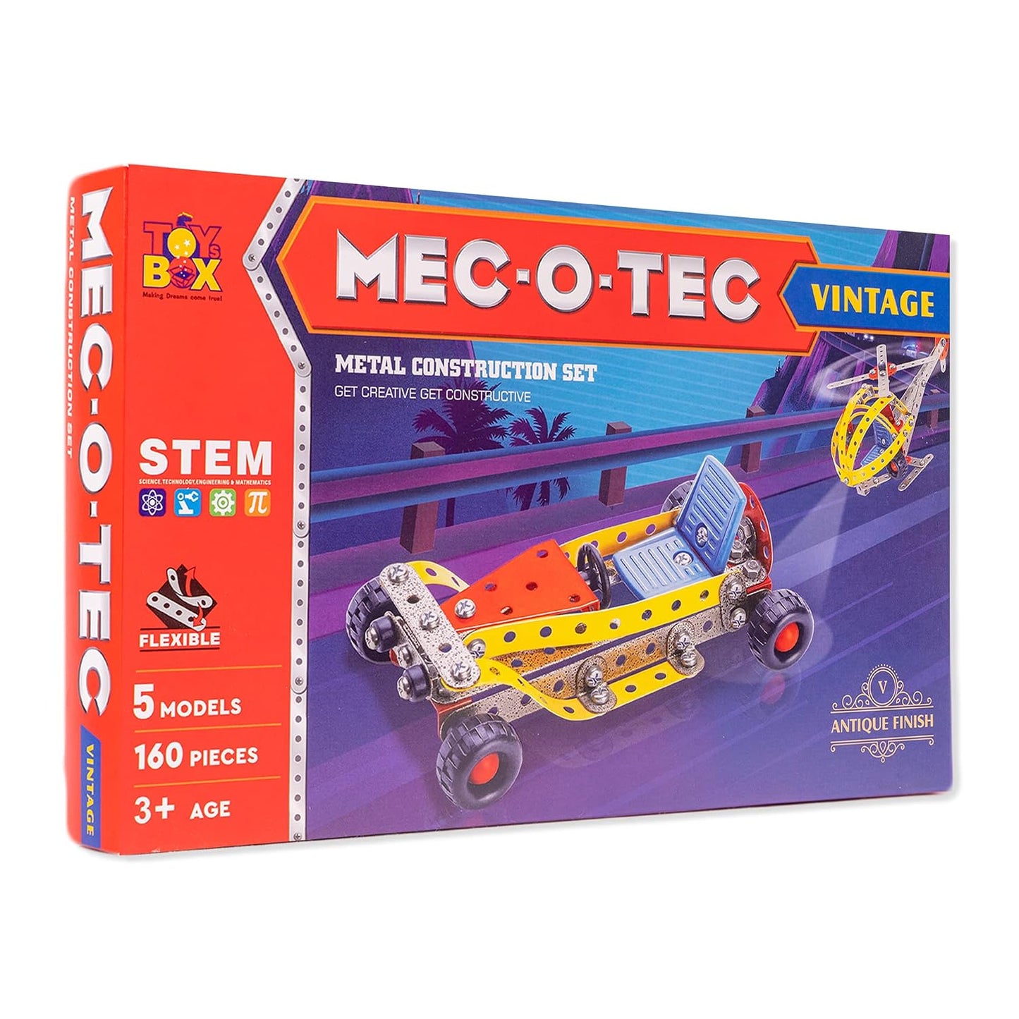 MEC-O-Tec Vintage Cars Metal Construction Toy 5 Models 160 Pieces