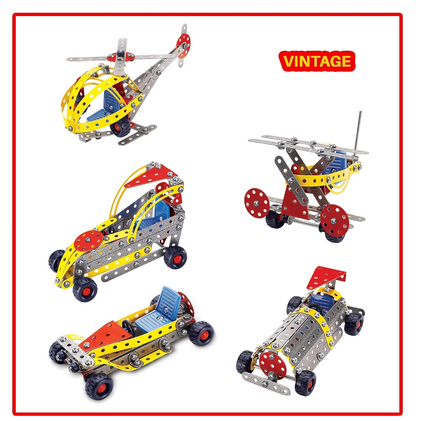 MEC-O-Tec Vintage Cars Metal Construction Toy 5 Models 160 Pieces
