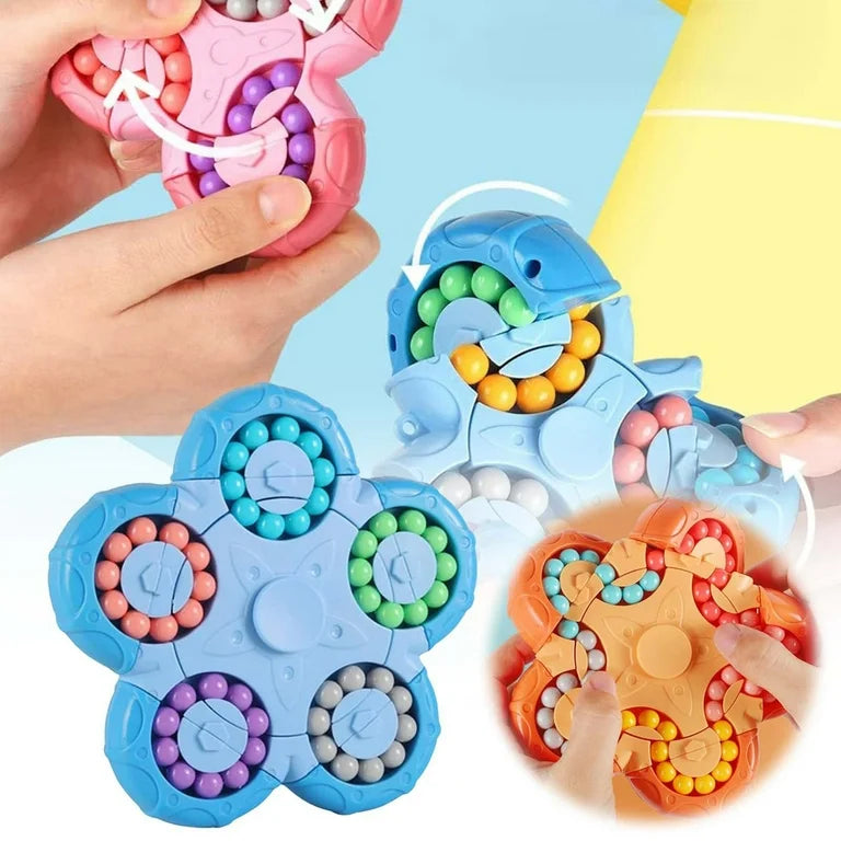 Flower-Magic Bean Puzzle Toys, Rotating Magic Bean Fidget Toys 2-in-1