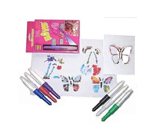 Magic Blow Pens Set of 6 Piece Colour Spray Blowpen with 6 Stencils