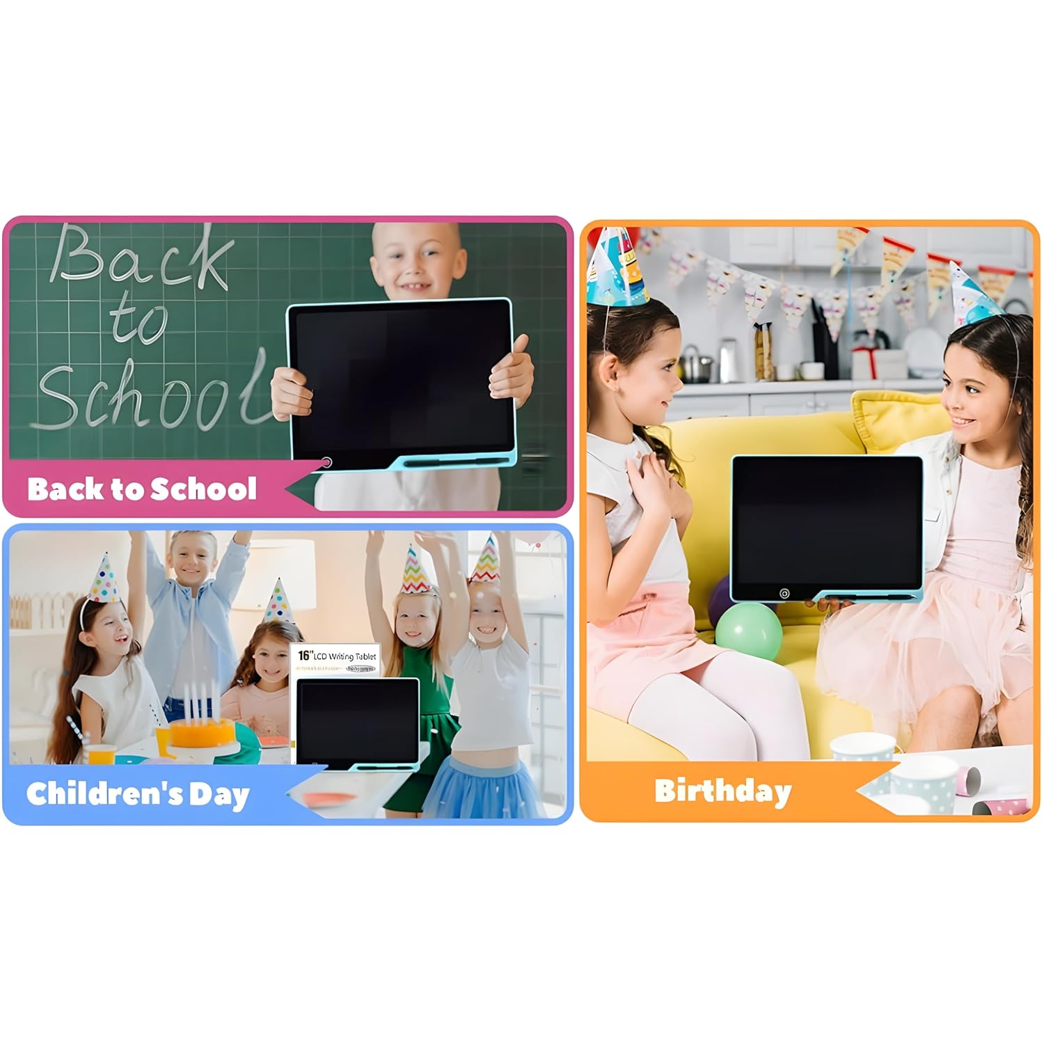 16-inch Magic lLCD Slate Writing Tablet with Stylus Pen, for Drawing, Playing, Noting by Kids & Adults (Rechargeable LCD Writing Tablet)