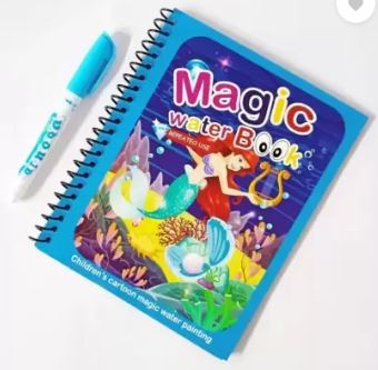 SMALL Magic Water Coloring Book, Magic Water Drawing Book Reusable Water-Reveal - water colouring book