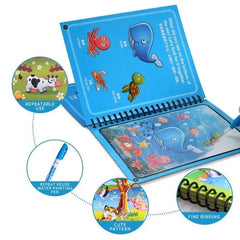 SMALL Magic Water Coloring Book, Magic Water Drawing Book Reusable Water-Reveal - water colouring book