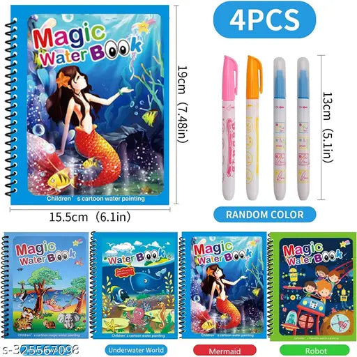 SMALL Magic Water Coloring Book, Magic Water Drawing Book Reusable Water-Reveal - water colouring book