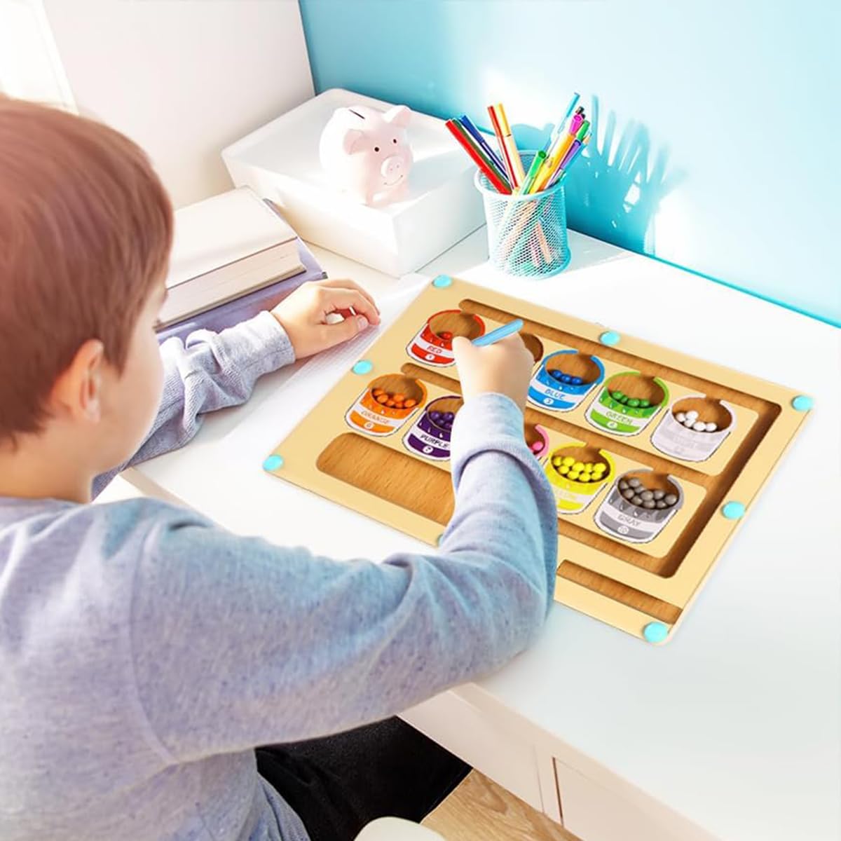 Magnetic Colour and Number Maze Wooden Montessori Toy