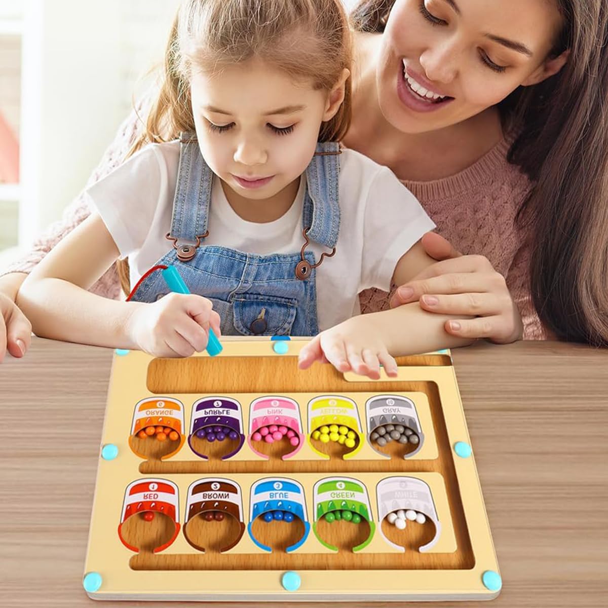Magnetic Colour and Number Maze Wooden Montessori Toy