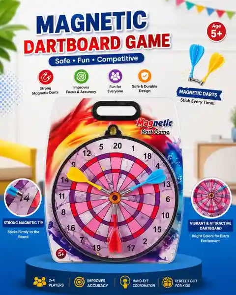 Magnetic Dart Game for Kids, Double-Sided Target Board with Darts