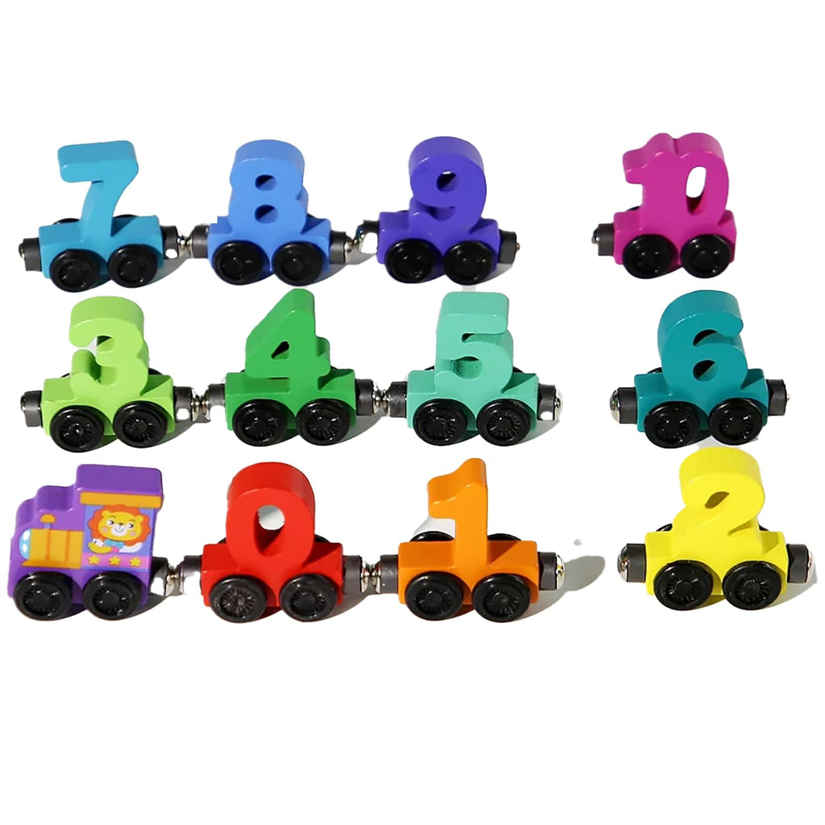 Magnetic Number Wooden Magnet Number Train Set 0-10 Digits Learning Blocks, 62 cm Length, Multicoloured