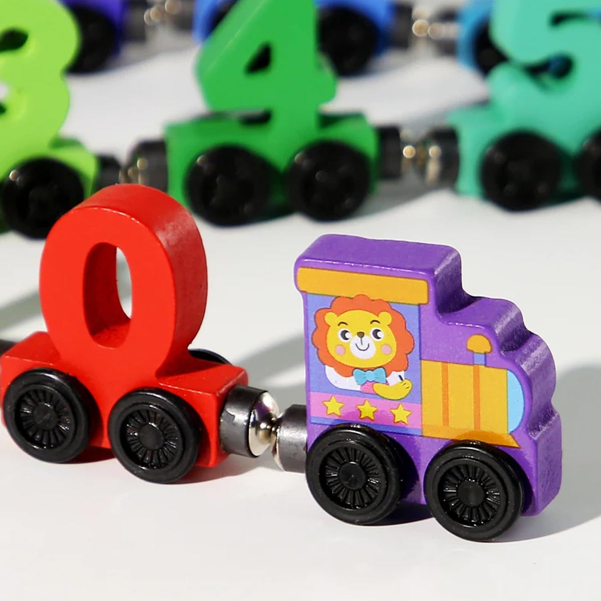 Magnetic Number Wooden Magnet Number Train Set 0-10 Digits Learning Blocks, 62 cm Length, Multicoloured