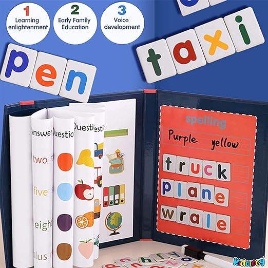 Magnetic Spelling Game for Kids | Learning Toys for Kids Book Clip Magnetic Word Spelling Game Match English Letters Set