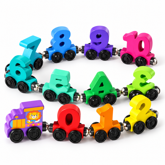 Magnetic Number Wooden Magnet Number Train Set 0-10 Digits Learning Blocks, 62 cm Length, Multicoloured