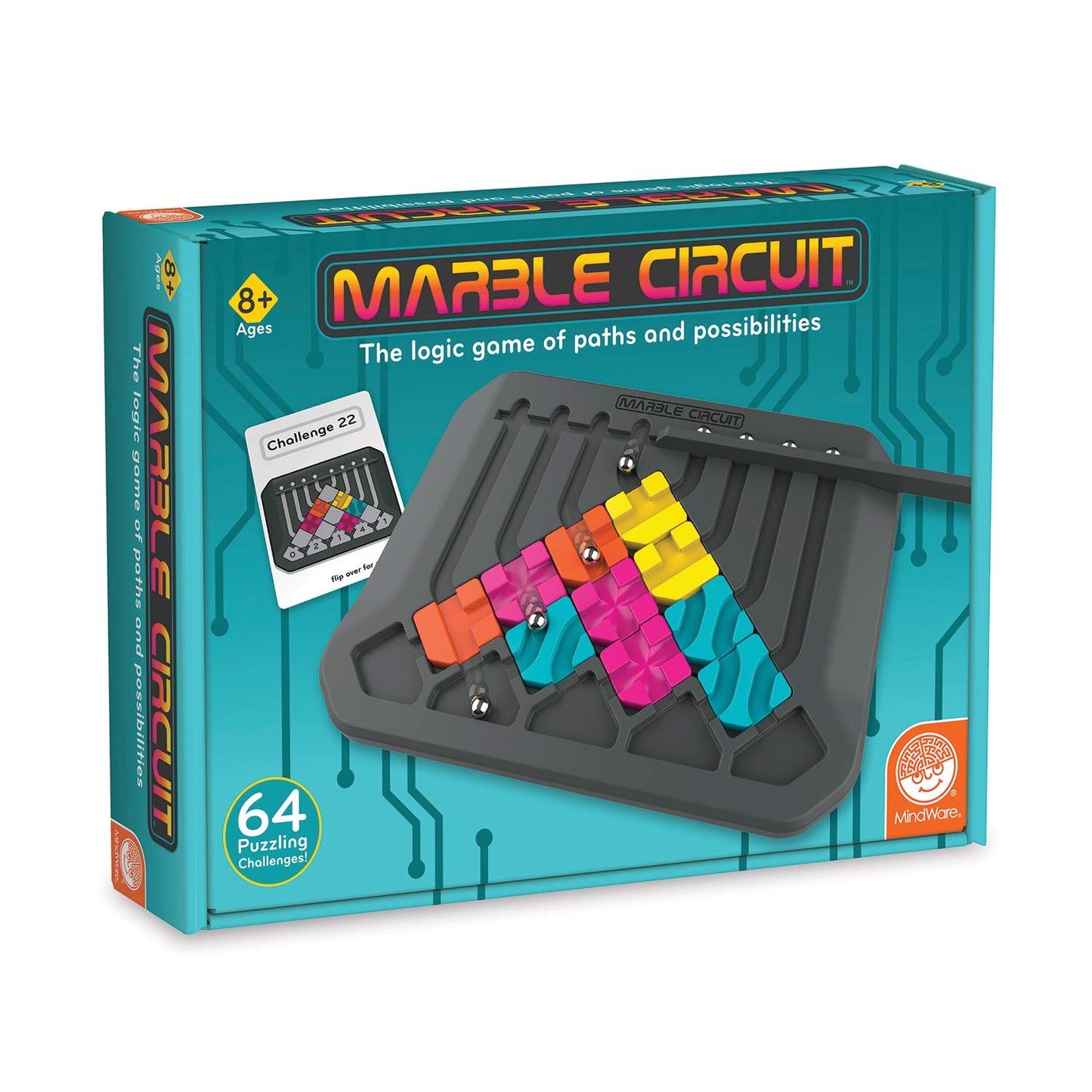 Marble Puzzle Circuit Logic Game - 64 Card Challenges Kids & Adults Ages 8+