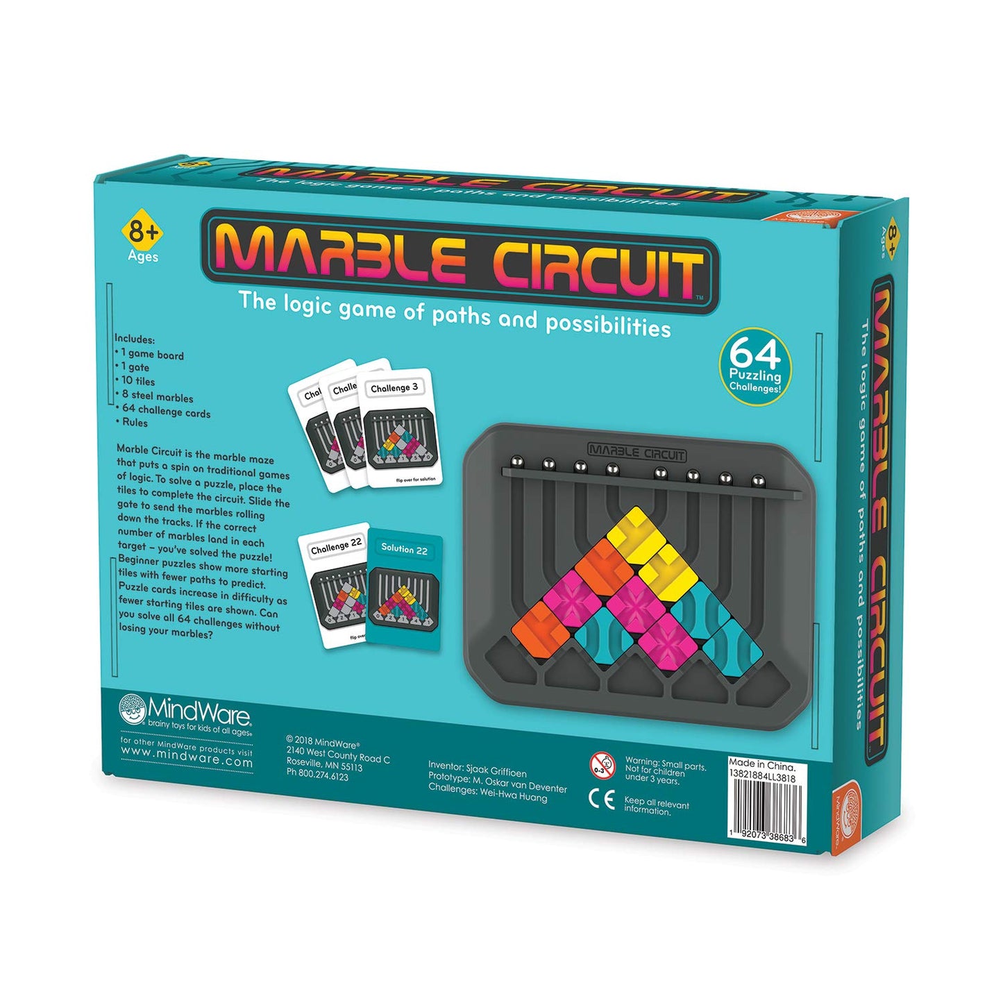Marble Puzzle Circuit Logic Game - 64 Card Challenges Kids & Adults Ages 8+