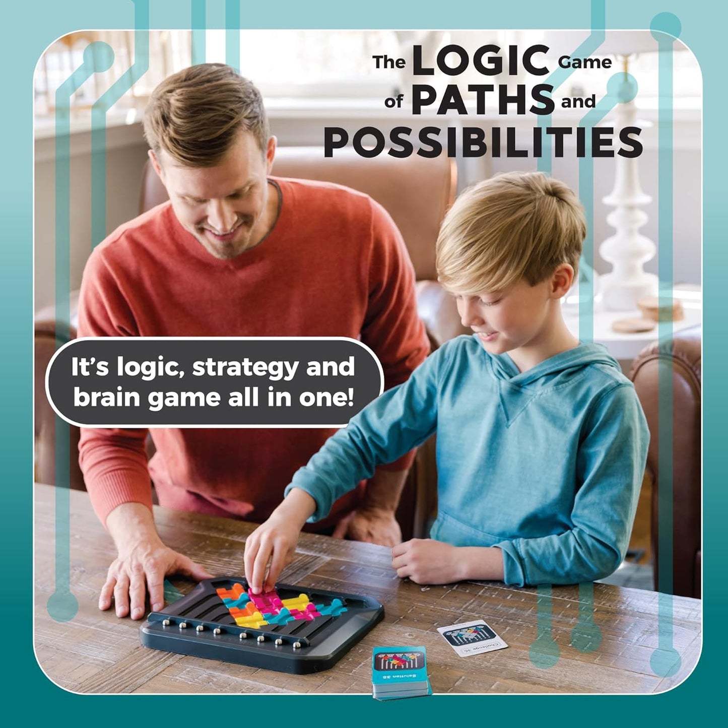 Marble Puzzle Circuit Logic Game - 64 Card Challenges Kids & Adults Ages 8+