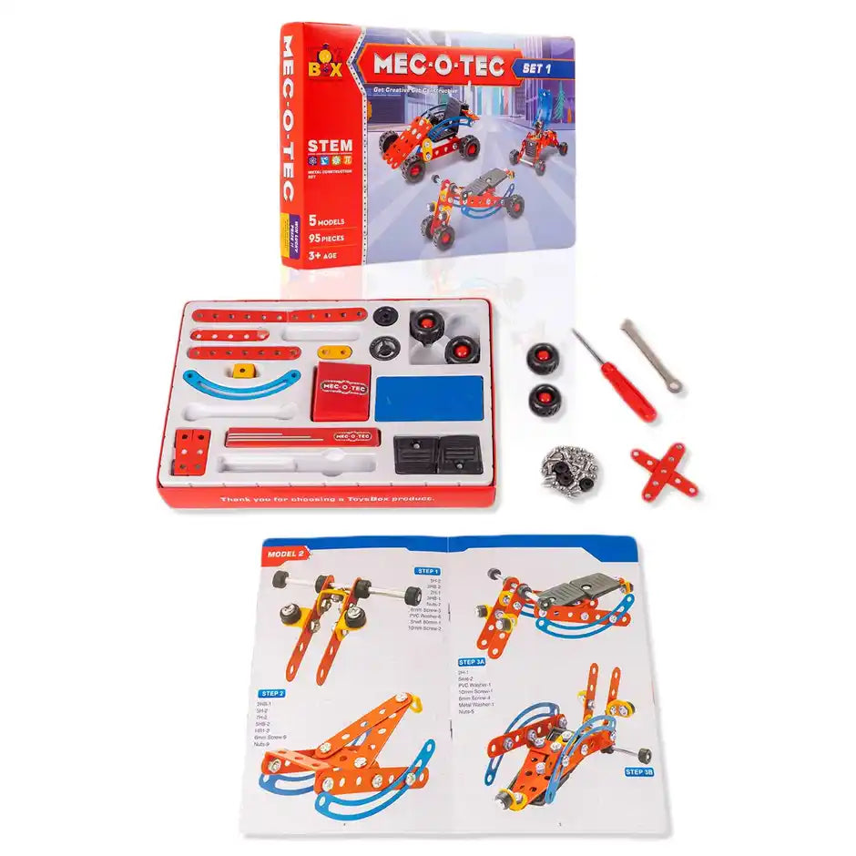Mec-O-Tec Set-1 Metal Construction 5 Models 95 Pieces