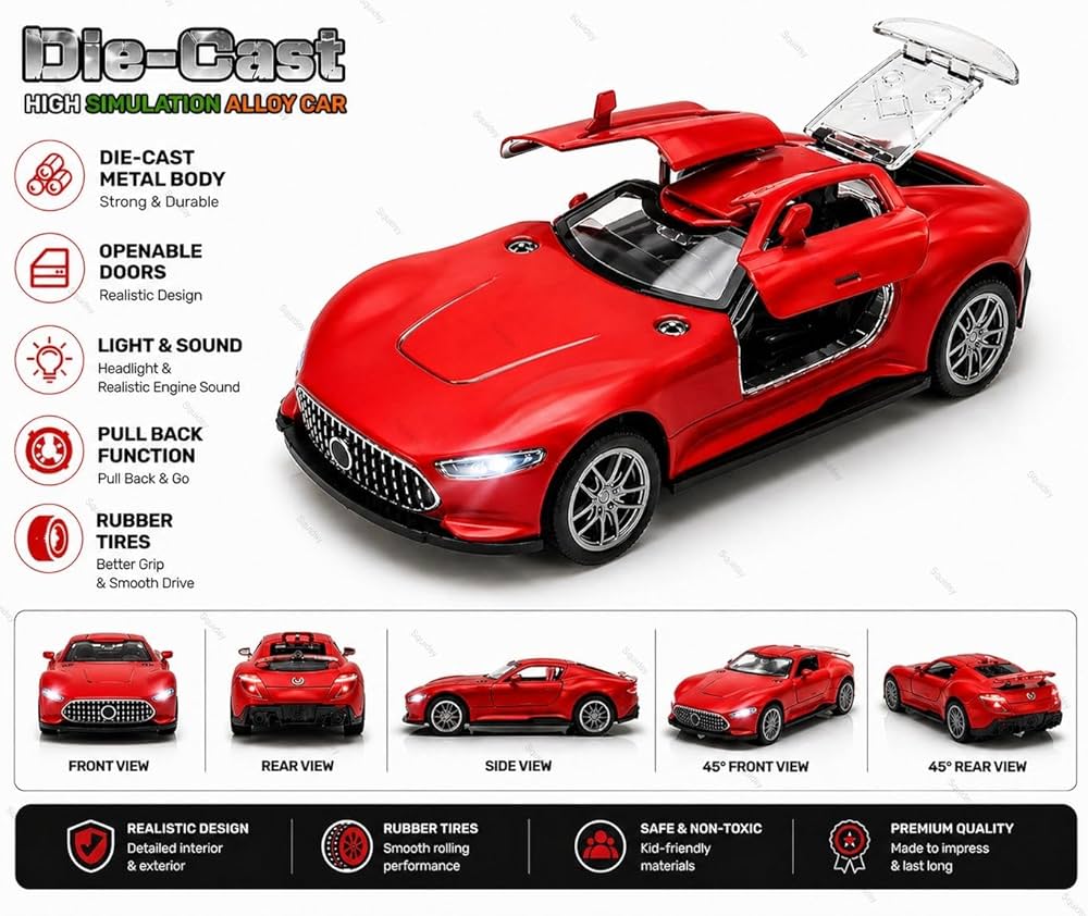 Mercedes-AMG GT R Die-Cast Toy Car With Light and Music