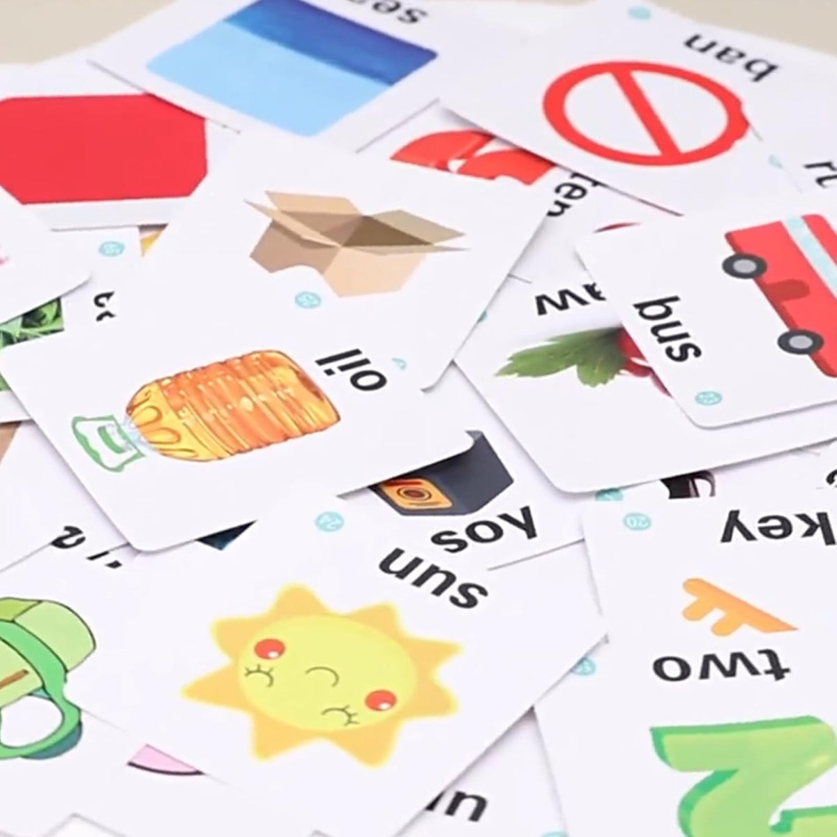 Merpin Wooden Spinning Spelling Game - Reading Blocks with Flash Cards- Word Cognitive Pairing
