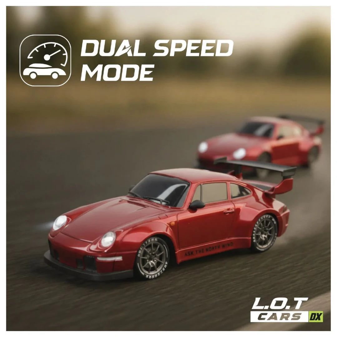 Metalic RC Drift Car PORSCHE 1:24 Scale 2.4GHz | 25 KM/H High Speed, Replaceable Drift Tyres, Rechargeable Battery, LED Lights, Traffic Cones & Spare Wheels