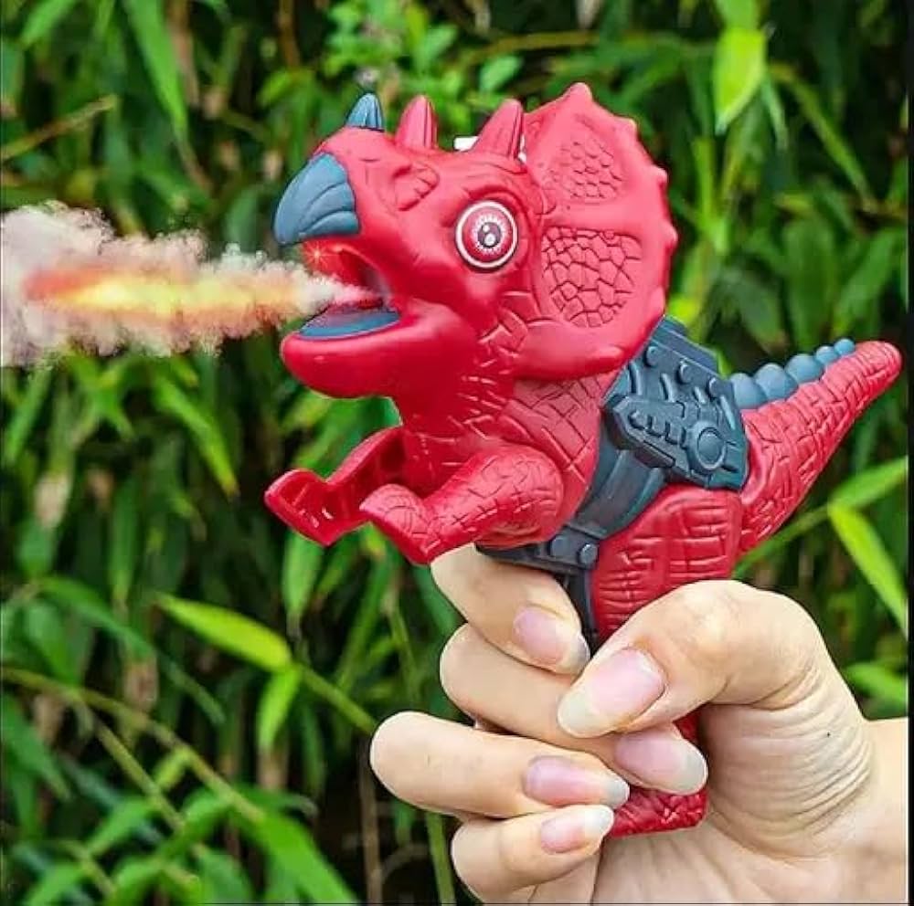 Mini Dinosaur Dino Machine Gun Toy with Water Spray Smoke Effect with Light- Random Any 1