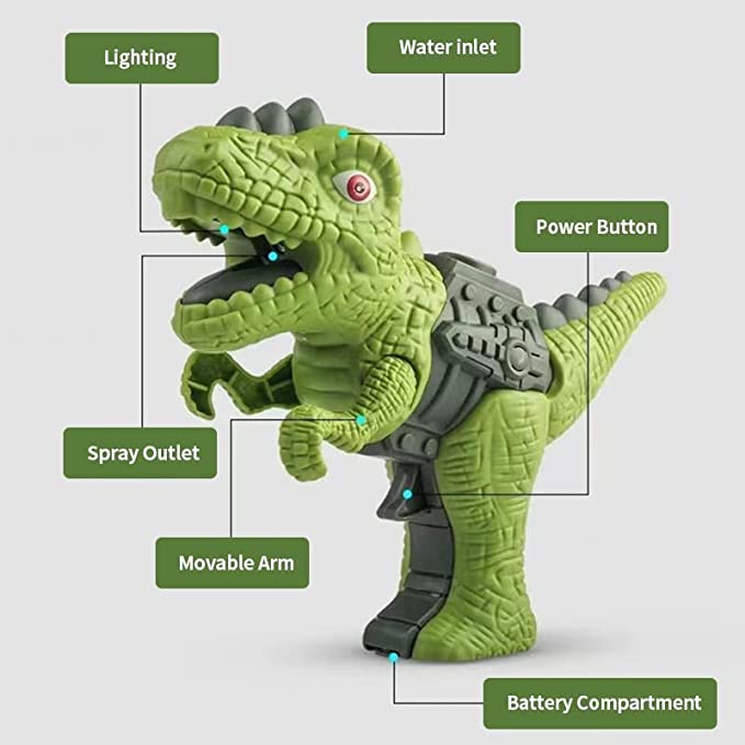 Mini Dinosaur Dino Machine Gun Toy with Water Spray Smoke Effect with Light- Random Any 1
