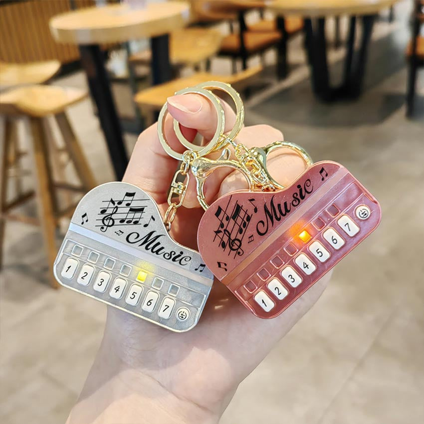 Mini Electronic Piano Keychain Creative Handheld Piano Luminous Music Bag Pendant-Any 1